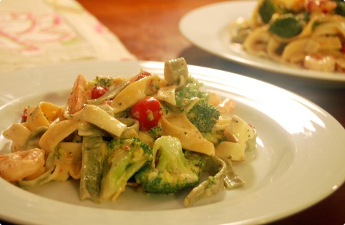 Shrimp and Broccoli Fettuccine