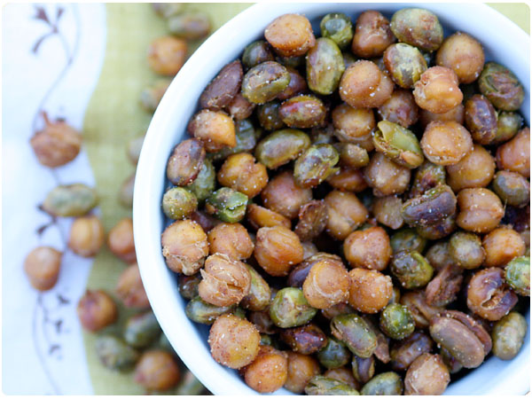 spicy roasted chickpeas and edamame