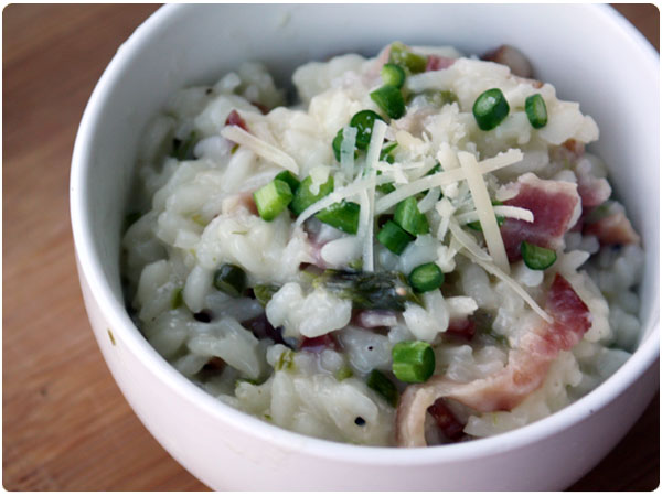 bacon scape risotto