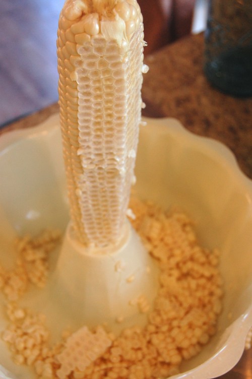 Cutting Corn on bundt pan